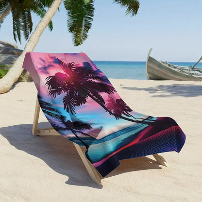 Quick-drying beach towel  - Coconut palm print