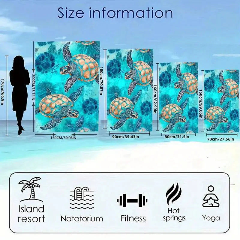 Quick-drying beach towel  -  Seashell in ocean print