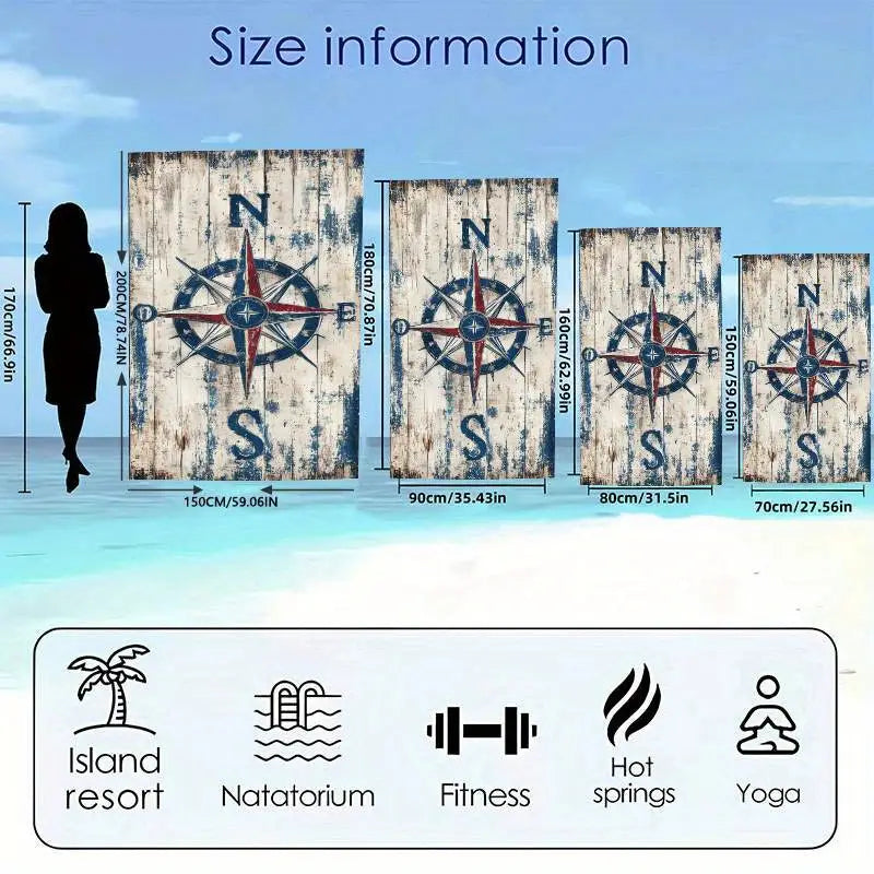 Quick-drying beach towel  -  Printed Compass