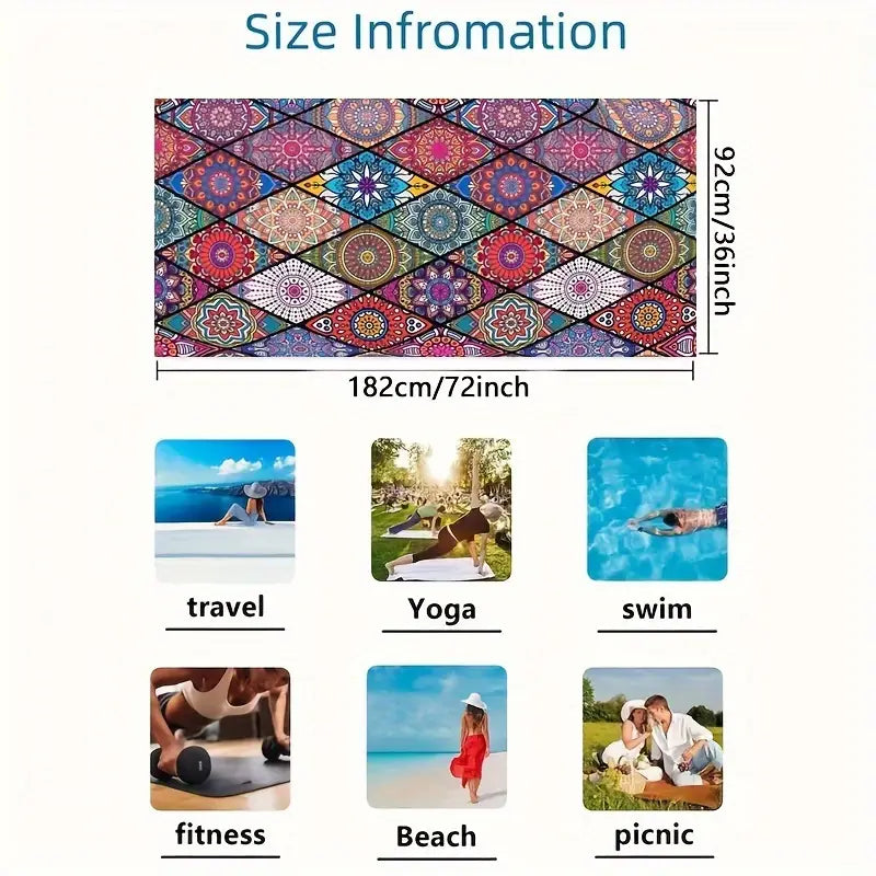 Quick-drying beach towel  - Mandala Print