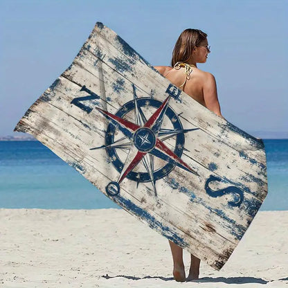 Quick-drying beach towel  -  Printed Compass