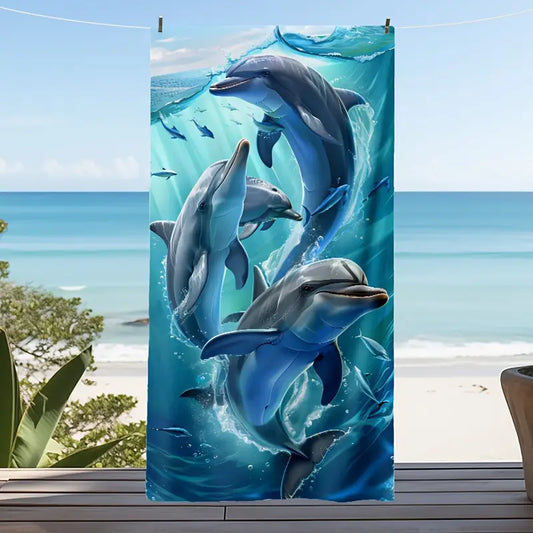 Quick-drying beach towel  - Dolphin print