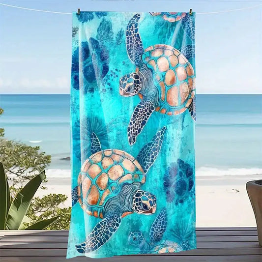 Quick-drying beach towel  -  Seashell in ocean print