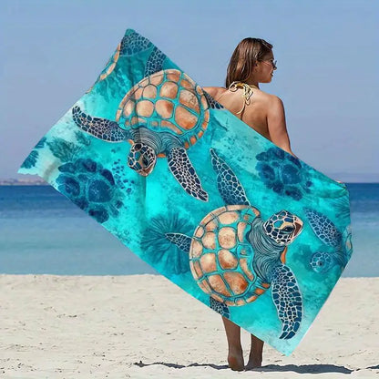 Quick-drying beach towel  -  Seashell in ocean print