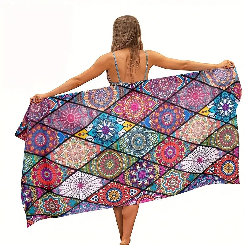 Quick-drying beach towel  - Mandala Print