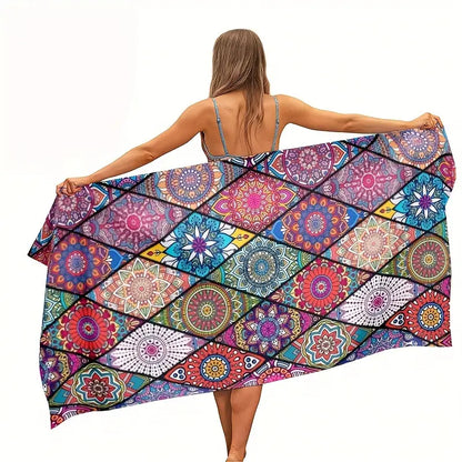 Quick-drying beach towel  - Mandala Print