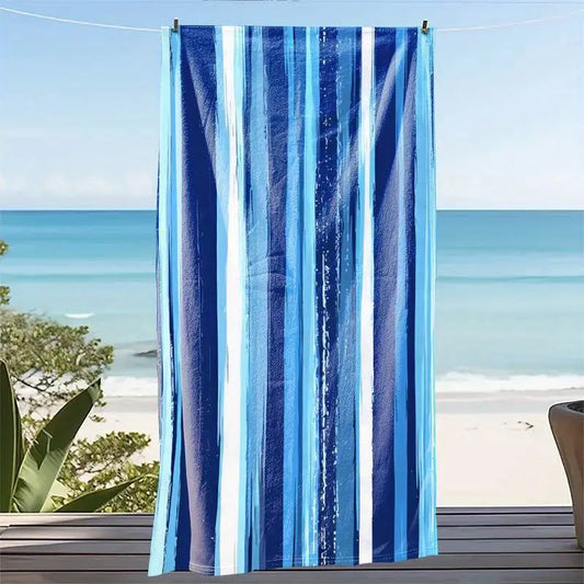 Quick-drying beach towel  - Blue Stripe Print